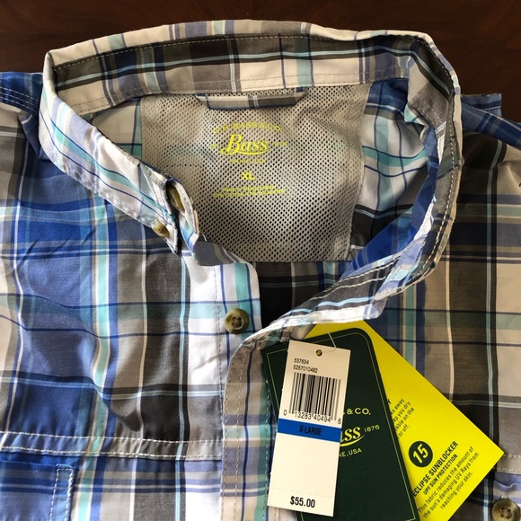 G.H. Bass Short Sleeve Turbo Dry Sun Blocker Button Down Shirt XL New with Tags - Picture 7 of 8